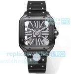 THB Factory Swiss Clone Cartier Santos Skeleton 39.8mm Black Watch Rubber Strap 